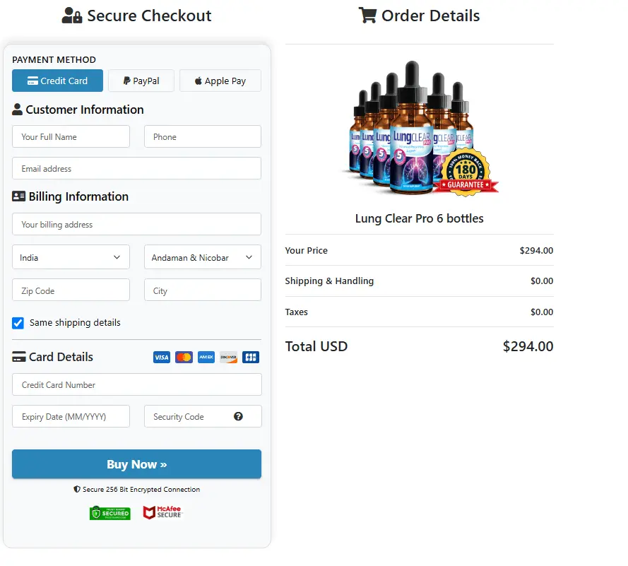 Lung clear Pro Order Page